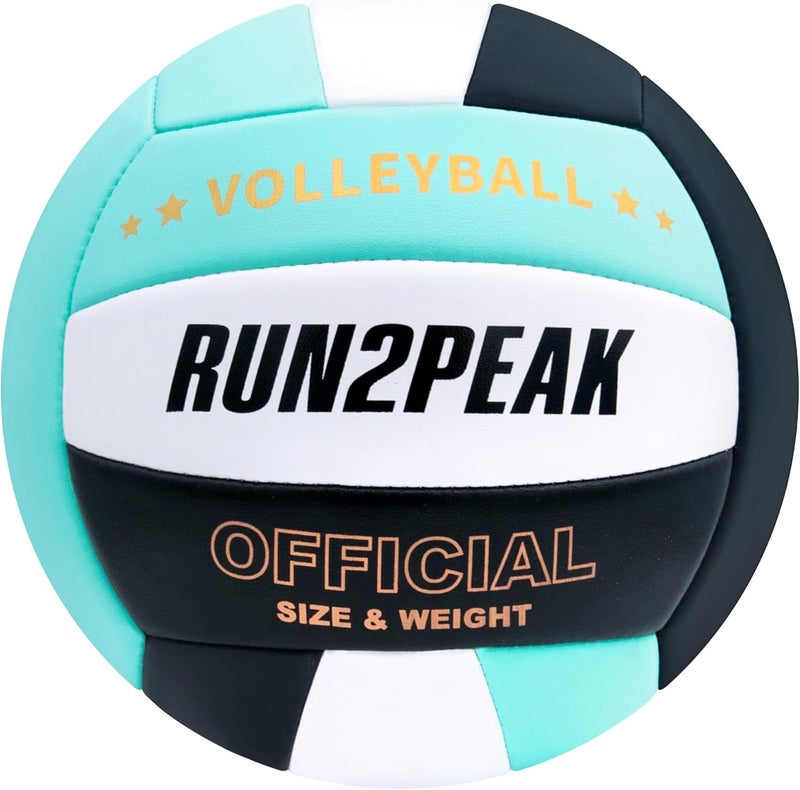 RUN2PEAK Soft Volleyball Ball Official Size 5 Volleyballs for Indoor Outdoor Beach Pool Game Play for Youth Teen Team Beginners Professional PU Leather Training Practice Volley Balls - Image 1